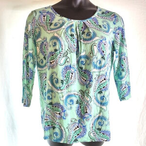Cottony teal paisley shirt EUC ❤️